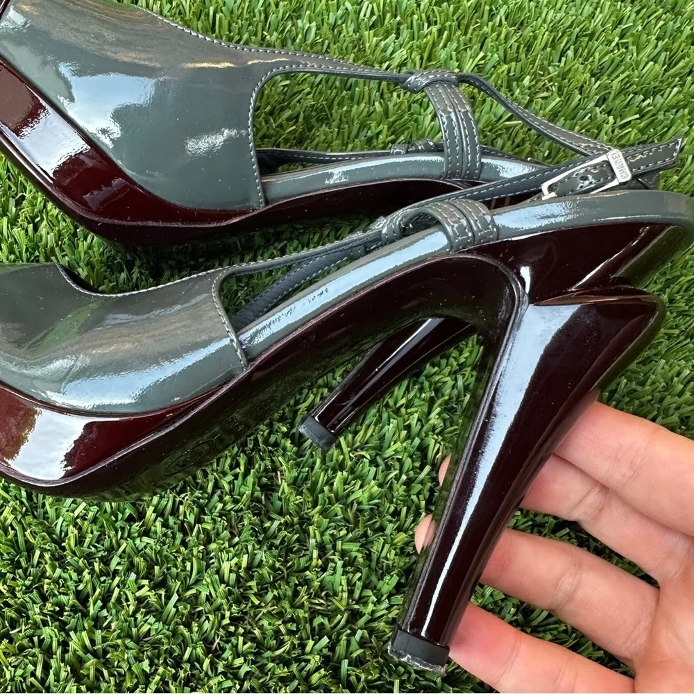 Chanel patent leather slingback heels